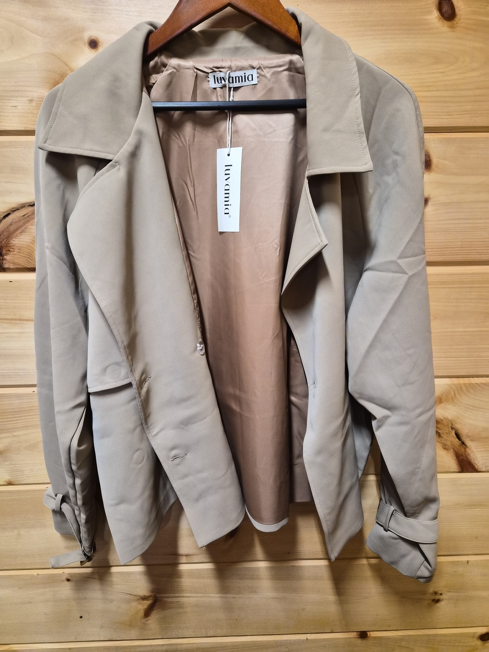 Women's Cropped Beige Trench Coat Jacket